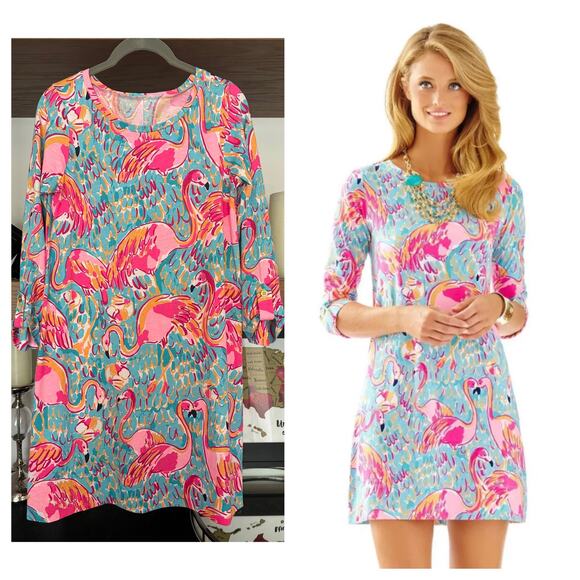 Lilly Pulitzer Linden Dress in Peel And Eat Flamingo - Picture 1 of 6